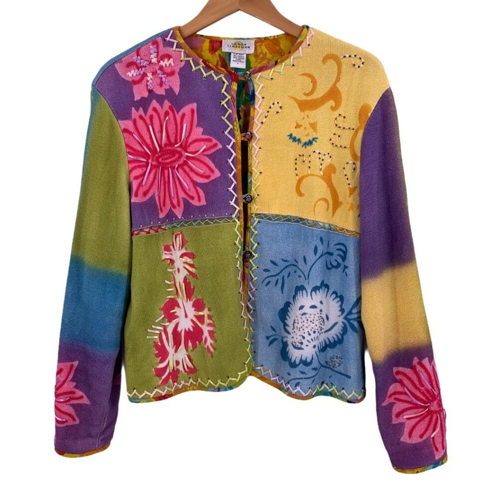 Sandy Starkman Multicolor Floral Patchwork Cotton… - image 2